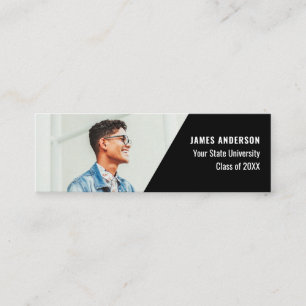 Modern black and white class of graduation photo c calling card