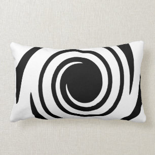Modern black and white contemporary abstract lumbar pillow