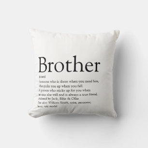 Modern Black and White Cool Brother Definition Throw Pillow