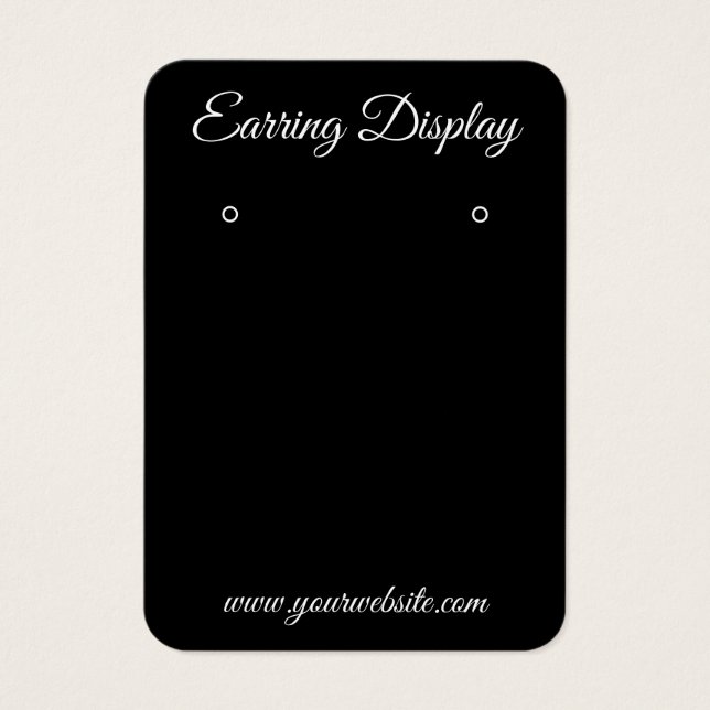 Modern black and white custom earring holder card (Front)