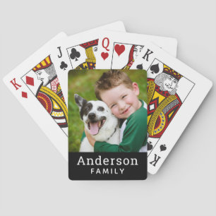 Modern Black and White Custom Family Photo Playing Cards