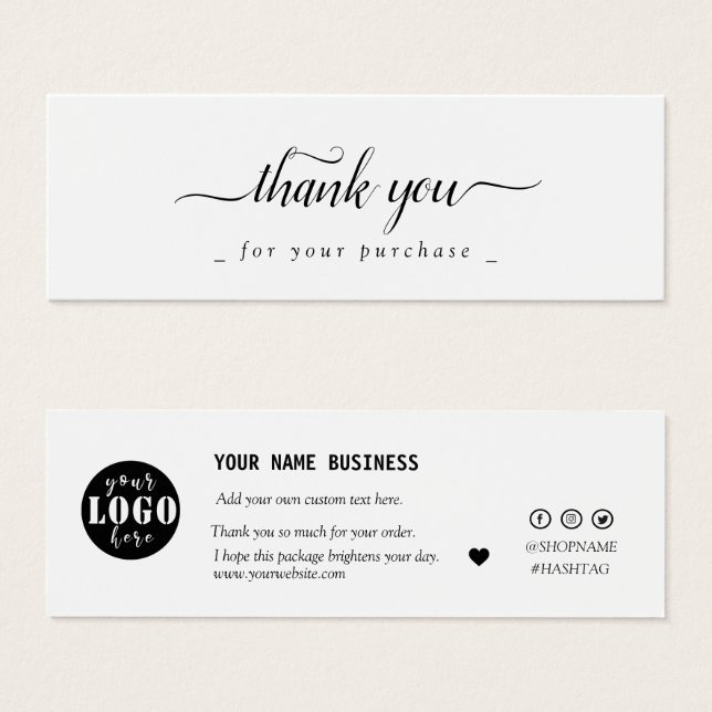modern black and white | custom logo thank you   (Front & Back)