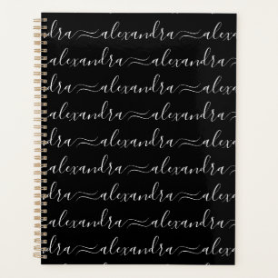 Modern black and white custom script name pattern planner
