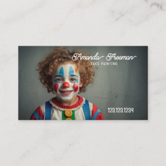 Modern Black and White Cute Kid Face Painter Business Card
