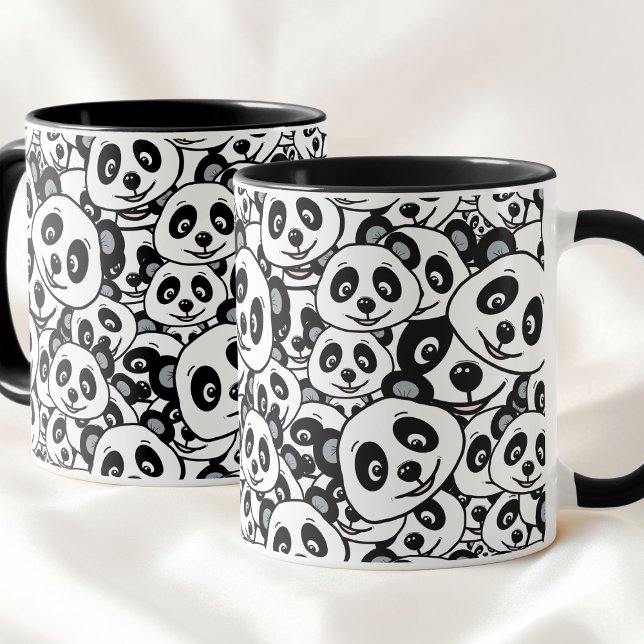 Modern Black and White Cute Panda Bear Pattern Mug (Modern Black and White Cute Panda Bear Pattern Mug)