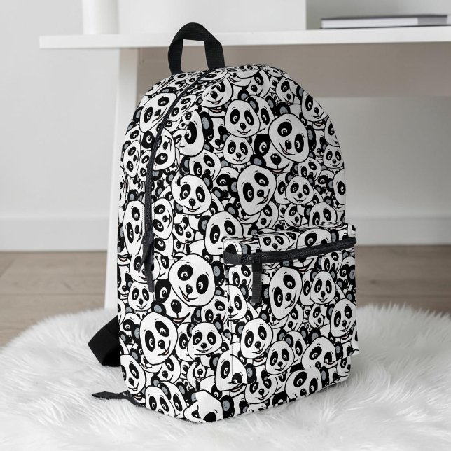 Modern Black and White Cute Panda Bear Pattern Printed Backpack (Modern Black and White Cute Panda Bear Pattern Printed Backpack)
