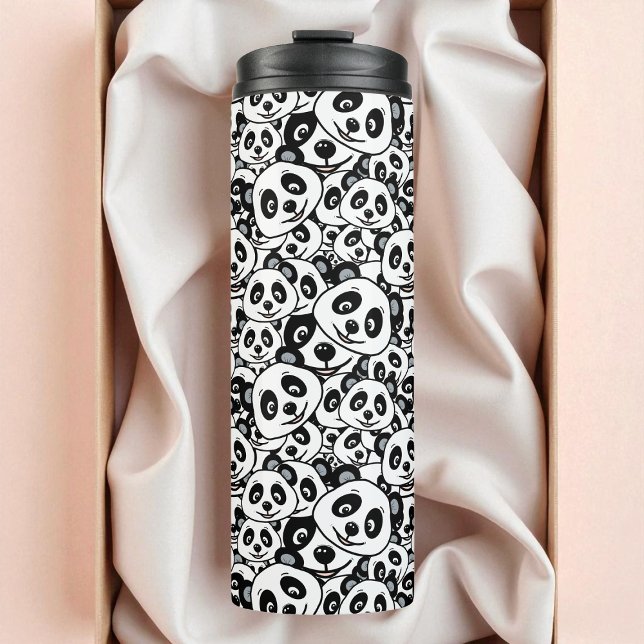 Modern Black and White Cute Panda Bear Pattern Thermal Tumbler (Modern Black and White Cute Panda Bear Pattern Thermal Tumbler)