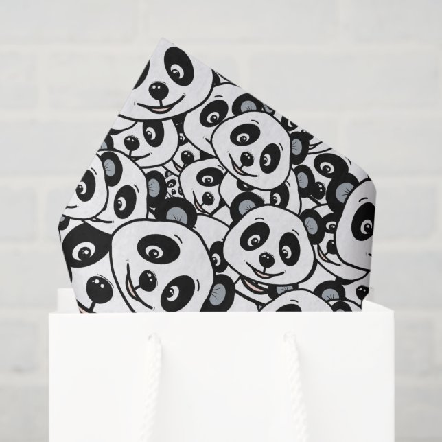 Modern Black and White Cute Panda Bear Pattern Tissue Paper (Gift Bag)