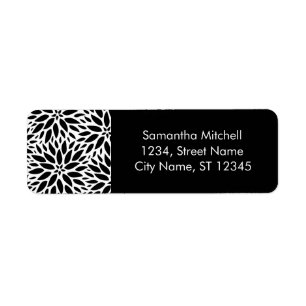 Modern Black And White Dahlias Address Labels