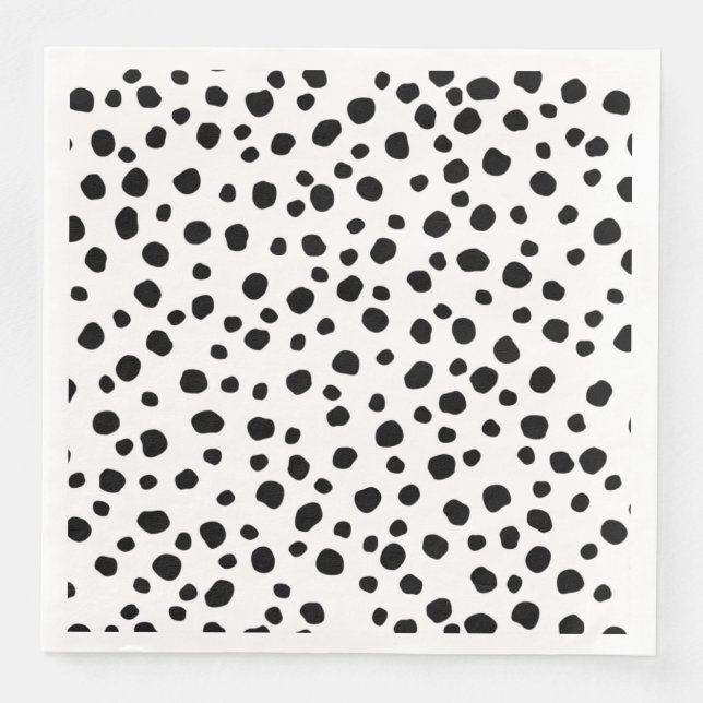 Modern Black and White Dalmatian Spot Animal Print Napkin (Front)
