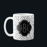 Modern Black and White Dalmatian Spots Monogrammed Coffee Mug<br><div class="desc">This modern pattern of Dalmatian like spots is on trend and a very cool way to add animal print to your life. Don't forget to personalize the three-letter monogram! ©2014 all rights reserved.</div>