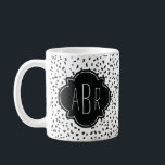 Modern Black and White Dalmatian Spots Monogrammed Coffee Mug<br><div class="desc">This modern pattern of Dalmatian like spots is on trend and a very cool way to add animal print to your life. Don't forget to personalize the three-letter monogram! ©2014 all rights reserved.</div>