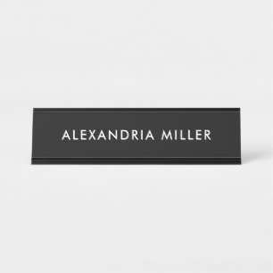 Modern Black and White Desk Name Plate