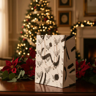 Modern Black and white doodle style art  Medium Gift Bag