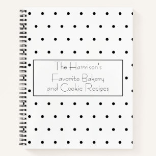 Modern Black and White Dot Recipe Organizer Notebook