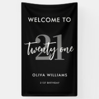 Modern Black and White Elegant 21st Birthday Sign