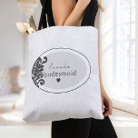 Modern Black and White Elegant Floral Bridesmaid Tote Bag<br><div class="desc">Create a lasting impression with timeless and elegant styling. Classic black and white with floral damask is perfect for the modern bride and groom who want a truly beautiful and memorable wedding. The Modern Black and White Elegant Damask collection has everything you need to plan a stunning black and white...</div>