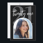 Modern Black and White Elegant Photo 21st Birthday Invitation<br><div class="desc">A simple modern photo 21st birthday invitation featuring elegant calligraphy script typography and minimalist design in black and white colour.</div>