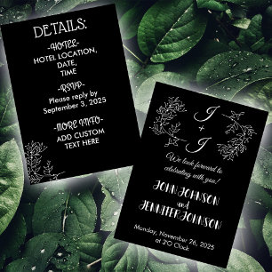 Modern Black And White Elegant Simple Wedding Invitation