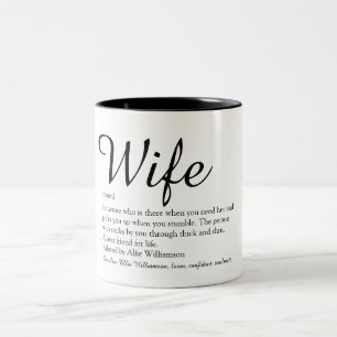 Modern Black and White Elegant Wife Definition Two-Tone Coffee Mug