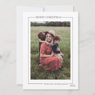 Modern Black and White Family Photo  Holiday Card