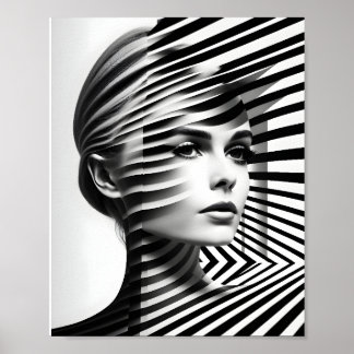 Modern Black And White Female Art Illustration Poster