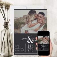 Modern Black and White Floral Damask Save The Date