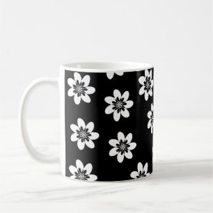 Modern Black and White Floral Design Coffee Mug