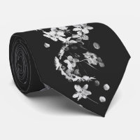 MODERN BLACK AND WHITE FLORAL NECK TIE