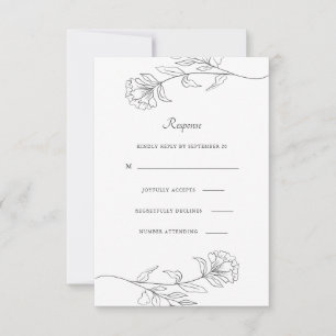 Modern Black and White Floral Rsvp