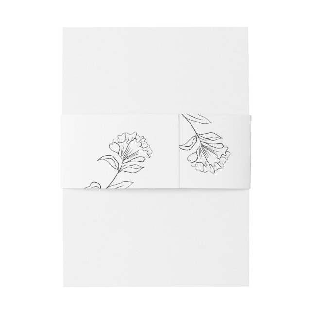 Modern Black and White Floral Wedding Invitation Belly Band (Back Example)