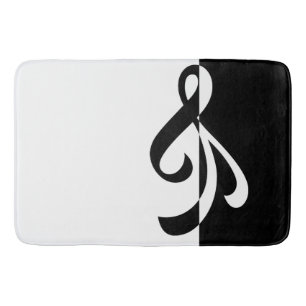 Modern Black and White Flourish Bath Mat