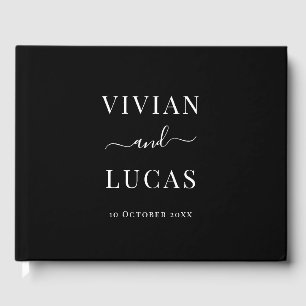 Modern Black and White Formal Minimal Wedding Guest Book