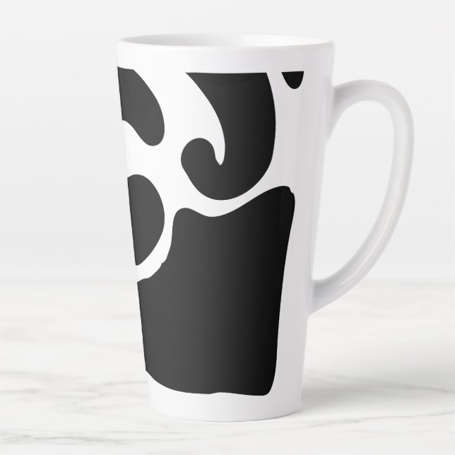 Modern Black and White Freeform Pattern Latte Mug (Right)