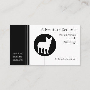 Modern Black and White French Bulldog Silhouette Business Card