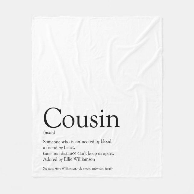 Modern Black and White Fun Cool Cousin Fleece Blanket (Front)