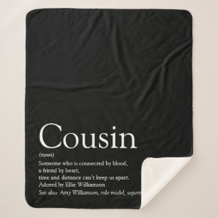 Modern Black and White Fun Cool Cousin Quote Sherpa Blanket