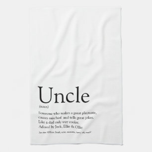 Modern Black and White Fun Cool Uncle  Kitchen Towel