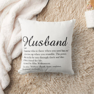 Modern Black and White Fun Husband Definition Throw Pillow