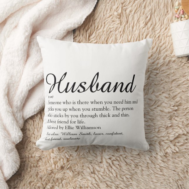 Modern Black and White Fun Husband Definition  Throw Pillow (Blanket)
