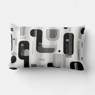 Modern Black and White Geometric Abstract Lumbar Pillow