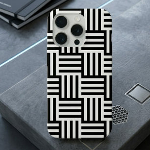 Modern Black and White Geometric iPhone 15 Pro Case