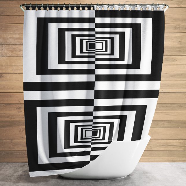 Modern Black And White Geometric Pattern (Modern Black And White Geometric Pattern Shower Curtain)