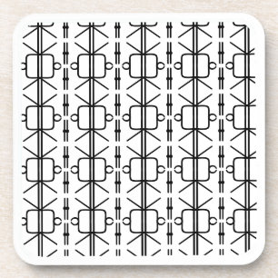 Modern Black and White Geometric pattern Coaster