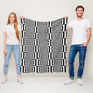 Modern Black And White Geometric Pattern Fleece Blanket