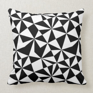 Modern Black And White Geometric Pattern Throw Pillow