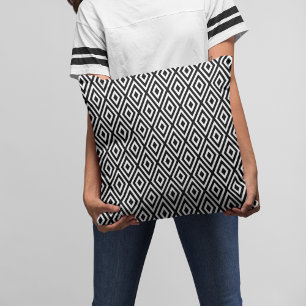 Modern Black and White Geometric Pattern Throw Pillow