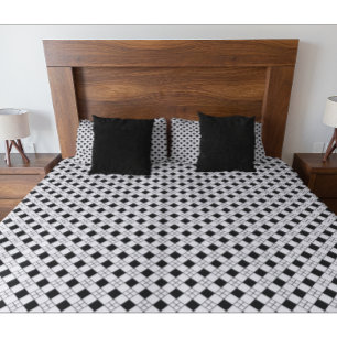 Modern Black and White Geometric Square Pattern Pillowcase