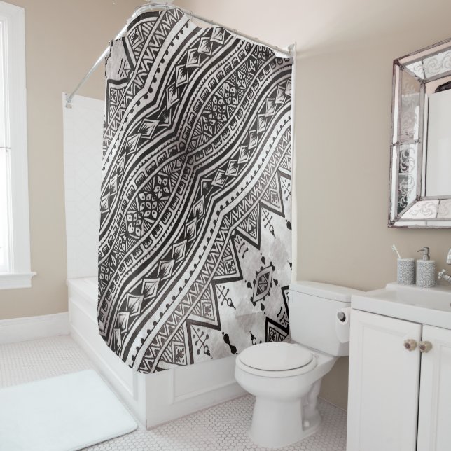 Modern Black and White Geometric Tribal Pattern (In Situ)