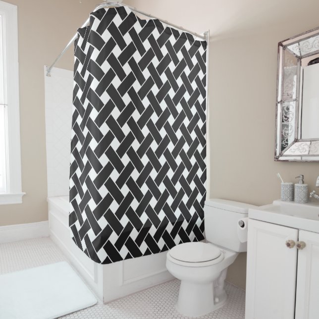 Modern Black and White Geometric Weave Pattern (In Situ)